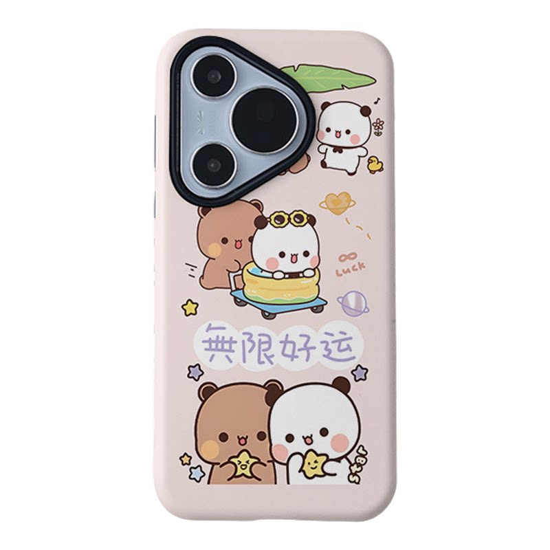 两只布布小熊菲林二合一手机壳通用一加oppo华为荣耀vivo小米三星可爱卡通保护套小米17promax粉色创意高颜值