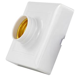 家用E27E14螺口明暗装白色灯座防水灯头LED灯泡底座带开关插头座