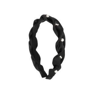 SHINE萱子饰品简约优雅珍珠褶皱发箍百搭黑色宽发卡生日礼物