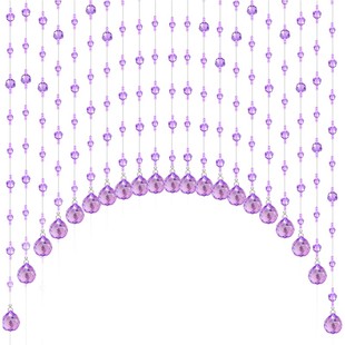 珠帘门帘水晶隔断帘子餐厅装饰帘窗帘连弧白加紫客厅玄关免打孔