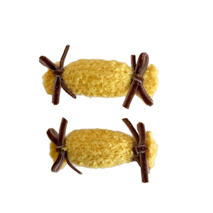 niannian念念早春撞色蝴蝶结发夹可爱毛绒糖果鸭嘴夹刺绣小花边夹