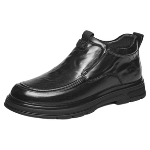 红蜻蜓加绒男士皮鞋冬季新款男鞋真皮高帮鞋子保暖中老年爸爸棉鞋