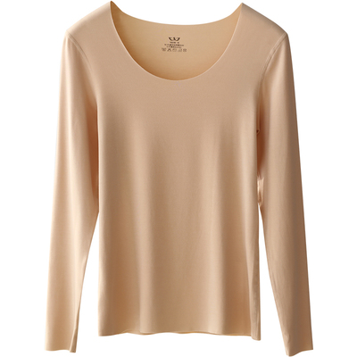 圆领保暖打底秋衣无痕女莫代尔