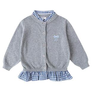 嘟嘟家女童毛衣纯棉春秋儿童针织衫洋气女宝开衫时髦宝宝春季童装