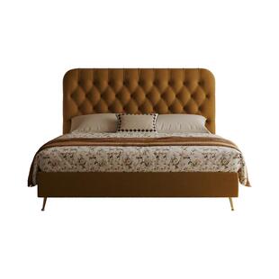 时余萨维尼床男孩布艺儿童床次卧头层真皮美式复古中古风拉扣设计