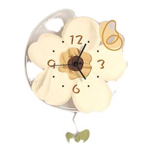 茉莉花奶油风客厅挂钟2026新款网红时钟现代简约钟表家用餐厅挂表