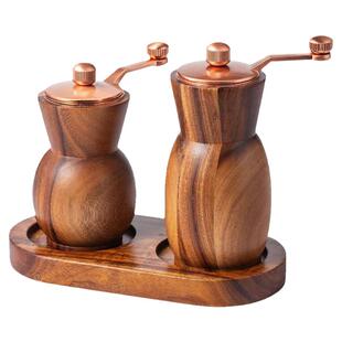 手摇相思木胡椒研磨器创意花瓶黑胡椒花椒盐粒木质手动研磨瓶西餐