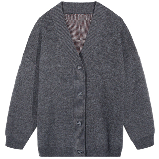 落落狷介 慵懒松弛感毛线衣2025年新款冬季毛衣外套女灰色小个子