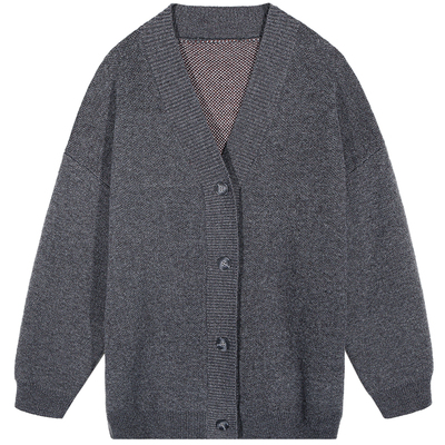 落落狷介灰色开衫毛衣外套女