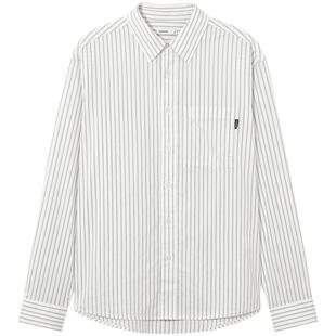 热风2025年秋季新款男士随性优雅条纹方领衬衫柔软挺括透气上衣