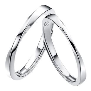 Fanci范琦如一情侣对戒刻字银个性时尚简约开口戒指小众设计