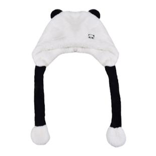 熊猫帽子捏一捏会动的耳朵可爱毛绒保暖雷锋帽女冬季防风护耳帽男