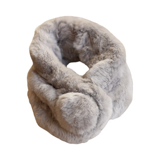 獭兔毛围脖兔毛皮草 纯色三管加粗厚实保暖兔毛围脖秋冬韩版