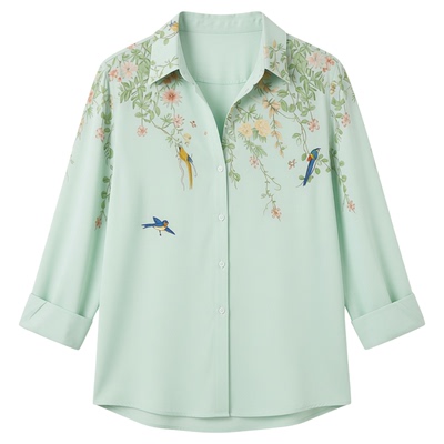 Loose long sleeved single breasted shirt宽松长袖单排扣衬衫