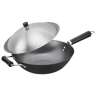 美思工房精釜生铁炒菜锅家用平底煎炒锅无涂层不锈平底铁锅K0159