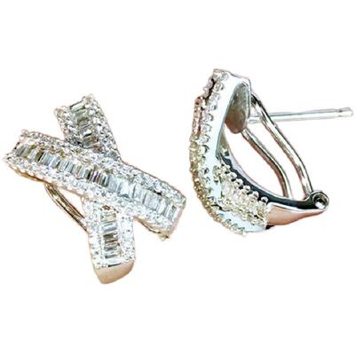 Light Luxury Cross Trapezoidal Square Diamond Earrings