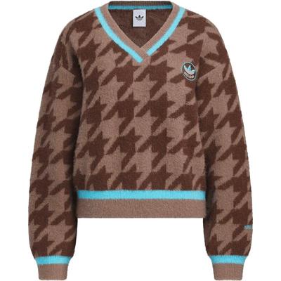 滔搏adidas阿迪达斯三叶草女子运动V领针织毛衣套头衫KC2688