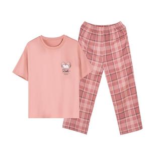 芬腾睡衣女夏季纯棉短袖七分短裤可爱宽松薄款女生夏天家居服套装