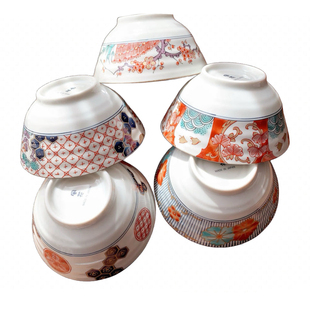 现货日本进口古伊万里烧美浓烧陶瓷染锦花草千鸟碗盘拌面钵套装