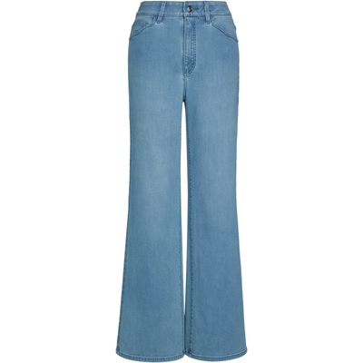 宝姿PORTSPURE女装2026早春新品波浪分割水洗蓝牛仔喇叭裤