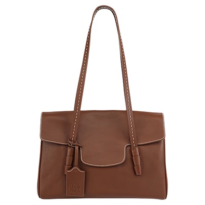 此溯头层植鞣牛皮公文包通勤单肩手提腋下hobo包复古真皮托特女包