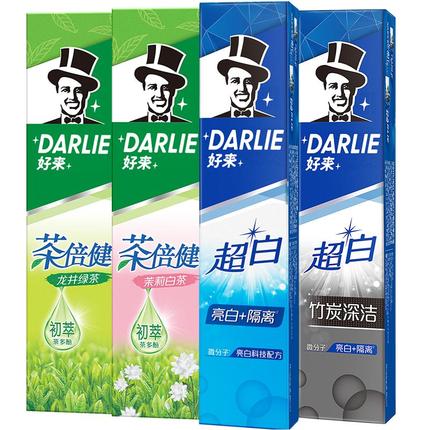 DARLIE好来(原黑人)牙膏超白茶家庭家用套装190g*4支洁齿清新亮齿