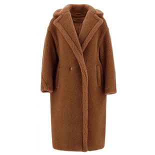 赵露思同款驼色泰迪熊大衣女中长款皮毛一体羊驼绒羊羔毛皮草外套