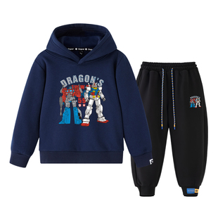 Nyzk变形金刚男童套装洋气时髦帅气炸街加绒卫衣儿童女童冬装年服