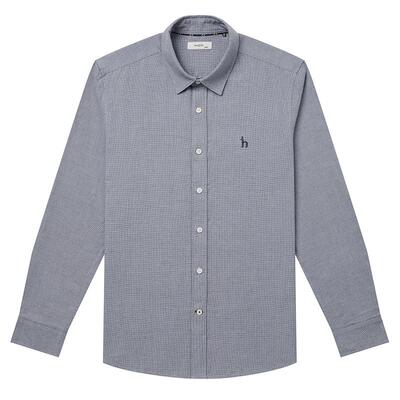 【商场同款】Hazzys哈吉斯男士长袖衬衫秋季细千鸟格衬衣