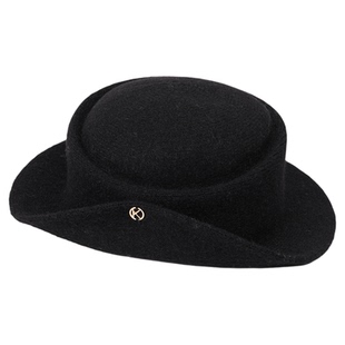 赫本风千金帽子女款秋冬法式高级感显脸小羊毛黑色礼帽女2025新款