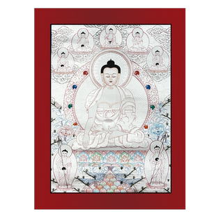 欧斯特尼泊尔手绘释迦牟尼唐卡室内家用释迦摩尼银卡墙壁玄关挂画