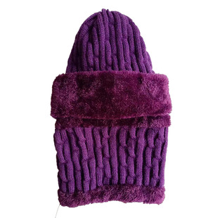 老年人帽子围脖套装男冬天爷爷老人女奶奶加绒保暖护耳针织毛线帽