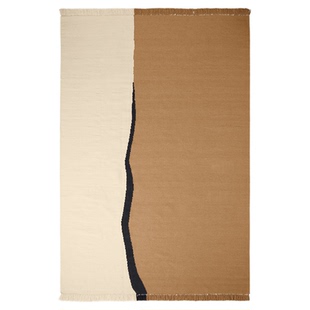 丹麦Ferm Living Soil Kelim拼色羊毛地毯不规则条纹沙发毯地垫