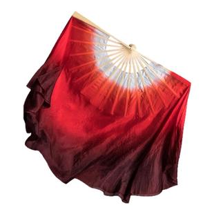红船向未来原版真丝酒红正染舞蹈扇子秧歌广场舞扇子舞蹈演出道具