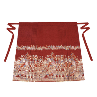 月渺境繁花马面裙套装女2026新款明制汉服婚服新中式织金红色