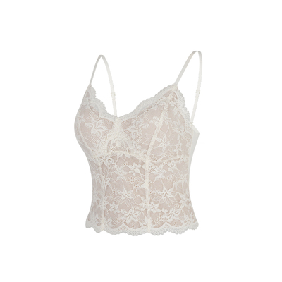 法式性感蕾丝保暖背心女带胸垫