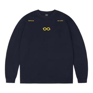 BIPOLAR断开字胶印长袖T恤撞色休闲宽松款打底上衣男女同款