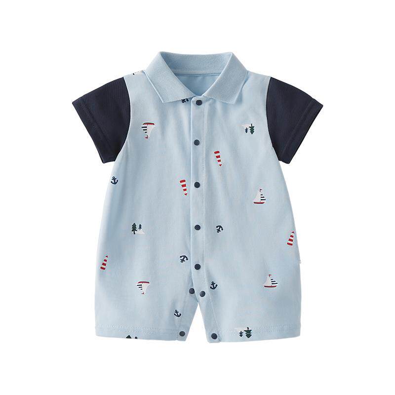 夏季宝宝哈衣八个月婴童短袖爬服夏装新生儿夏款衣服男童连体衣夏