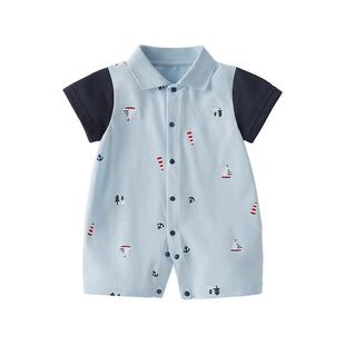 夏季宝宝哈衣八个月婴童短袖爬服夏装新生儿夏款衣服男童连体衣夏
