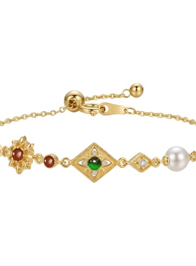 原创设计纯银天然珍珠多宝手链