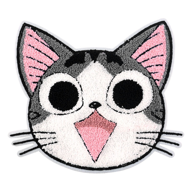 diy大号时尚风个性牛仔猫咪刺绣