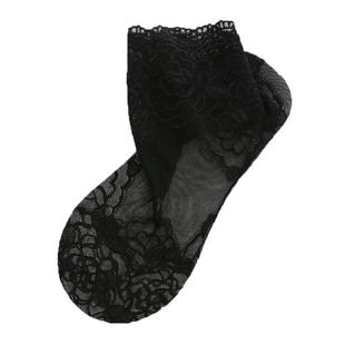 5双夏季中筒蕾丝袜子玫瑰女日韩系花边短袜透气薄船袜女士棉袜底