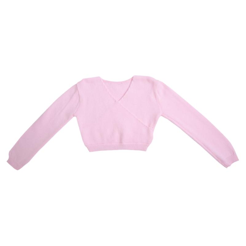 Sansha三沙儿童舞蹈服 秋冬女童七分袖V领保暖毛衫芭蕾针织短毛衣