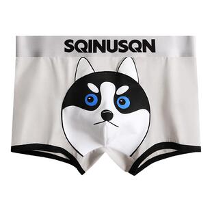 卡通男士内裤狗狗裤衩可爱短裤四角裤底裤裤头男生平角裤舒适底裤
