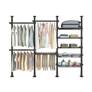 顶天立地置衣架室内晾衣架阳台落地置物架免打孔伸缩挂衣服架衣柜