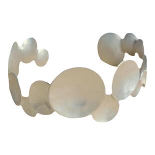 不规则圆片烧白手镯女新中式轻奢小众设计高级感手饰戒指耳环套装