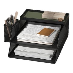 A4桌面文件收纳架金属文件框办公室工位桌面铁艺资料架整理框多功能办公文具用品置物架子加厚