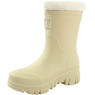 UBZ 防水加绒雨鞋女鞋经典加厚冬季雨靴子户外露营防水鞋长筒胶鞋
