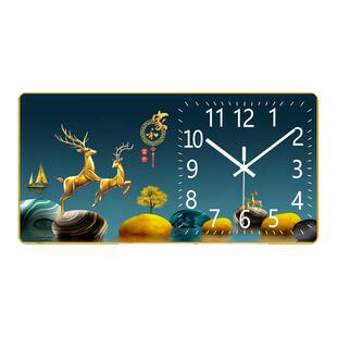 新款柿柿如意装饰画钟表万年历客厅餐厅家用静音挂钟家用挂画