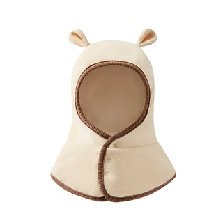 宝宝帽子秋冬婴儿围脖一岁女宝发饰超萌2025新款男童保暖一体帽贰